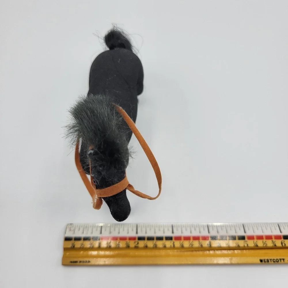 Vintage Flocked Plastic Horse Toy Figurine Pony Foal Black/Dark Gray 4.75